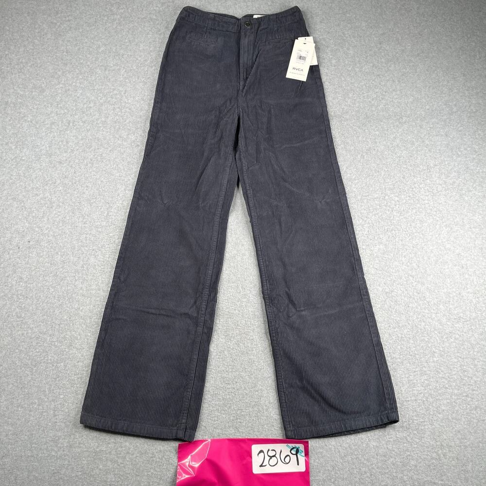 RVCA Corduroy Pants Size 24 Inch Waist Gray Wide Leg Casual New NWT